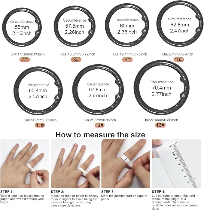 Smart Ring for Women Men,Fitness Ring with 24/7 Activity Tracking,Stress,Sleep Monitoring,No APP Subscription Fees,Compatible with iOS & Android, HarmonyOS Black, 10#