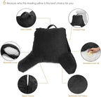 Clara Clark Reading Pillow for Kids & Teens with Shredded Memory Foam, Backrest Pillows for Reading, Watching, and Gaming, Use on The Couch, Bed, or Floor, Adjustable Support with Washable Cover Black