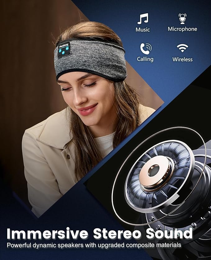 Perytong Headphones Headband for Sleep, Sleeping Headphones Soft Sleep Earbuds Bluetooth Headband Over On Earphones,Gifts for Women Man Mothers Fathers Day Birthday Christmas Valentine's Day