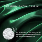 MR&HM Satin Bed Sheets, Twin Size Sheets Set, 3 Pcs Silky Bedding Set with 15 Inches Deep Pocket for Mattress (Twin, Dark Green)
