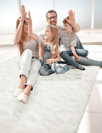 Fluffy Area Rugs for Bedroom Decor Aesthetic, 8x10 Large Cream White Shag Rug with Non-Slip Backing for Living Room, Fuzzy Plush Carpet Washable Rug Modern Home Decor for Kids Nursery Girls Room