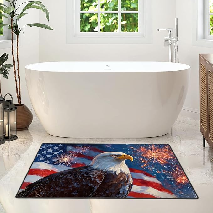 Eagle Flag Area Rug 2x3 ft Entry Rug Washable Boho Rugs Non Slip Low Pile Floral Door Mat Small Carpet for Bedroom, Bedside, Kids Room, Office, Dining Room