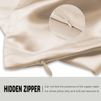 Silk Body Pillowcase Mulberry Silk Pillowcase Body Pillow Cases with Zipper Soft Breathable Smooth Cooling 20x54 inches Body Pillow Pillowcase for Sleep (Champagne,20"X 54",1Pcs)