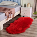 Faux Fur Rug, Fluffy Shaggy Area Rug Ultra Soft 2 x 4 Feet Sheepskin Fur Rug, Red Fuzzy Rug Red Shag Rug, Home Decor Throw Rugs for Bedroom, Living Room