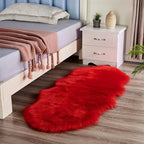 Faux Fur Rug, Fluffy Shaggy Area Rug Ultra Soft 2 x 4 Feet Sheepskin Fur Rug, Red Fuzzy Rug Red Shag Rug, Home Decor Throw Rugs for Bedroom, Living Room