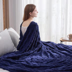 NEWCOSPLAY Super Soft King Blanket Dark Navy Premium Silky Flannel Fleece 3D Checkered Lightweight Bed Blanket All Season Use (Dark Navy Checkered, King(90"x110"))