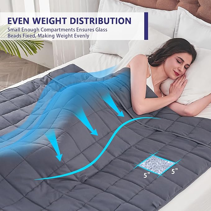yescool King Size Weighted Blanket for Adults (30 lbs, 80” x 87”, Grey) Cooling Heavy Blanket for Sleeping Perfect for 290-310 lbs, Breathable Blanket for Adults & Couple All Season, Machine Washable