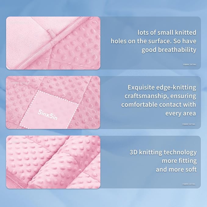 Topcee Weighted Blanket for Adults (15lbs 48"x72"), Minky Dots Heavy Blanket for 140-160lbs Sleeping, Soft, Cozy and Cooling Weighted Throw Blankets, Machine Washable, Pink