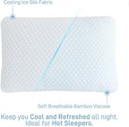 Ankwos Shredded Memory Foam Cooling Soft Bamboo Viscose Pillows Queen Size Set of 2, Adjustable Hypoallergenic Hotel Quality Pillow for Side, Back and Stomach Sleeper, Oeko-TEX Certified