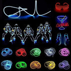 JIGUOOR USB Rechargeable EL Wire 32.8ft/10m (5mx2) Bright Neon Light Strip 360° Illumination Neon Tube Rope Lights for DIY, Festival, Party Decoration, Halloween, Chrismas (32.8ft/10M, Orange)