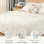 Sherpa Fleece Adult Weighted Blanket Great for Sleep, 15 lbs Dual Sided Soft Fuzzy Heavy Blankets for Couch Bed Sofa, Cozy Warm Arched Jacquard Throw for Winter (Cream White, 60" x 80", 15 Pounds)