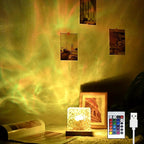 YXQUA Northern Lights Ocean Wave Projector Light, Galaxy Light Projector, 16 Colors Gradual Rotating Flame Water Ripple Ambient Night Light Non-Wood for Bedroom, Room Decor, Kids Room (Charge)