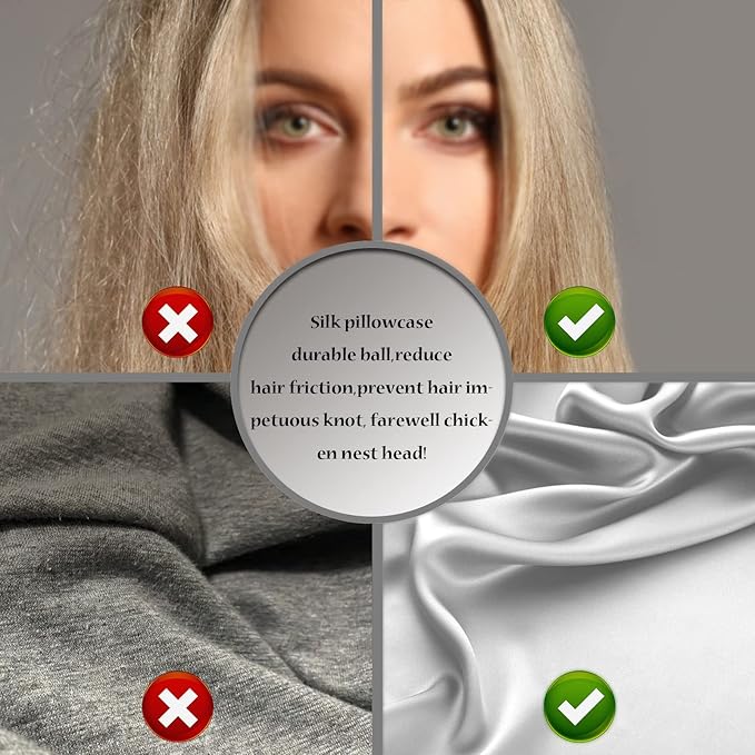Silk Pillow Cases 2 Pack,Soft Breathable and Sliky Queen Size Pillow Cases Set of 2,Natural Mulberry Silk Pillowcase Set of 2 for Hair and Skin with Hidden Zipper (Silver Grey,20"X 30",2pcs)