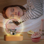 Customized Birthday Gifts Personalized Acrylic LED Night Light Lamp Crystal Ball Plaque Custom Photo Name Birthday Gifts for Mom Kids (Rose Gold and Black)
