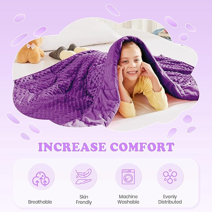 HOSUKKO Weighted Blanket - 2 lbs Purple Thciken Heavy Blanket - Small Size Breathable Blanket(20 * 30 inches, 2 lbs)