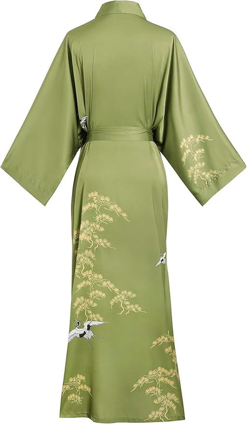 Aensso Long Soft Lightweight Silky Kimonos Robes for Women, Luxury Japanese Floral Womens Kimono Robe