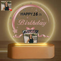 Customized Birthday Gifts Personalized Acrylic LED Night Light Lamp Crystal Ball Plaque Custom Photo Name Birthday Gifts for Mom Kids (Rose Gold and Black)