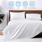 MR&HM Satin Bed Sheets, Full Size Sheets Set, 4 Pcs Silky Bedding Set with 15 Inches Deep Pocket for Mattress (Full, White)