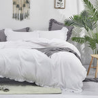 Cottonight White Comforter Set Full Ruffles White Bedding Set Farmhouser Boho Blanket Quilt Plain Vintage Friange Soft Breathable Comforter Set
