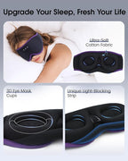 MUSICOZY Sleep Mask with Bluetooth Headphones, 3D Wireless Sleeping Eye Masks, Bluetooth Eye Masks 14-Hour Playtime, Ultra-Soft Breathable, Perfect for Side Sleepers, Women Men(Royal Purple)