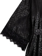 WDIRARA Women' Silk Satin Pajamas Set 4pcs Lingerie Floral Lace Cami Sleepwear with Robe