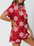 LILLUSORY Silk Satin Pajama Set for Women 2 Piece Lounge Pjs Winter Matching Summer Sleepwear Button Down Shirt Shorts