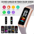 Fitness Tracker, Activity Trackers with 24/7 Heart Rate, Blood Oxygen Blood Pressure Sleep Monitor, Step Counter with 1.1" AMOLED Touch Color Screen, Calorie Pedometer Health Smart Watch for Women Men