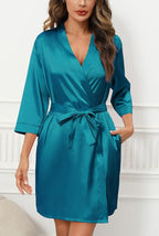 Samring Women's Bride Bridesmaids Robe Short Satin Kimono Robes for Wedding & Bridal Party Silk Bathrobes for Women