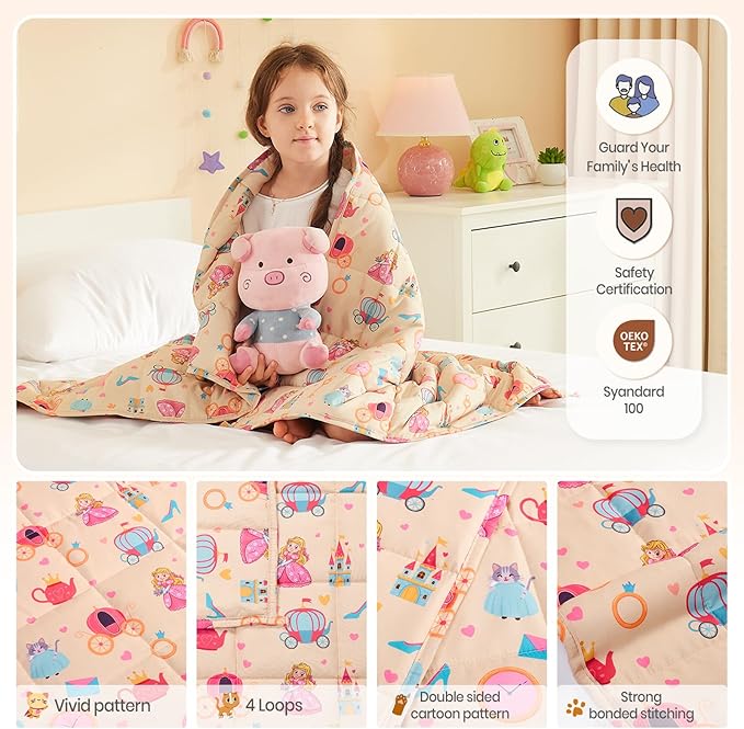 HOSUKKO Weighted Blanket - 5 lbs Beige Princess Heavy Blanket - Breathable Blanket(36 * 48 inches, 5 lbs)