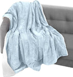 Elegant Comfort Throw Blanket, Reversible Sherpa Flannel, Ultra-Soft, Fuzzy, Cozy and Plush- All Season Lightweight Decorative Throw, 50 x 60 inches, Solid Sherpa Throw, Aqua
