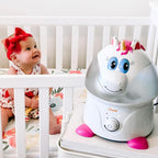 Crane Unicorn Ultrasonic Cool Mist Humidifier with Auto Shut-Off, For Baby Nursery and Kids Room, 1 Gallon Tank, Animal Humidifier For Kids Room