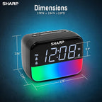 Sharp Multi-Color Bluetooth Alarm Clock with Sleep Sounds, RGB Night Light, Dual Alarms, LED Display with Dimmer, Snooze & Sleep Timer, Bedside Clock with Speaker
