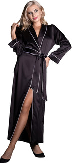Long Silk Robes For Women - Plus Size Satin Robe For Women Sexy Sleepwear Kimono