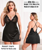 Avidlove Women Lingerie V Neck Sexy Nightwear Satin Sleepwear Lace Chemise Mini Babydoll Nightgown