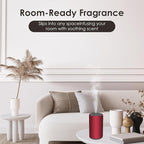 Waterless Essential Oil Diffuser, Battery Powered Mini Scent Air Machine, Aromatherapy Mist Diffuser for Home Room Car Office (Red Aluminum Alloy)