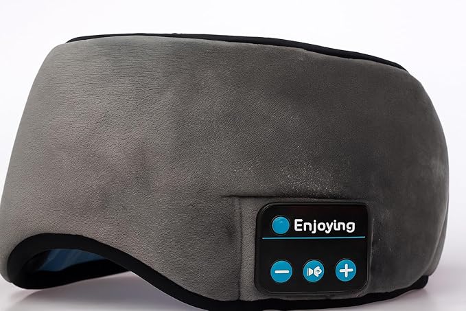 Bluetooth Sleep Mask with Built-in Headphones, Wireless Music Eye Mask, Ultra-Thin Stereo Speakers for Side Sleepers
