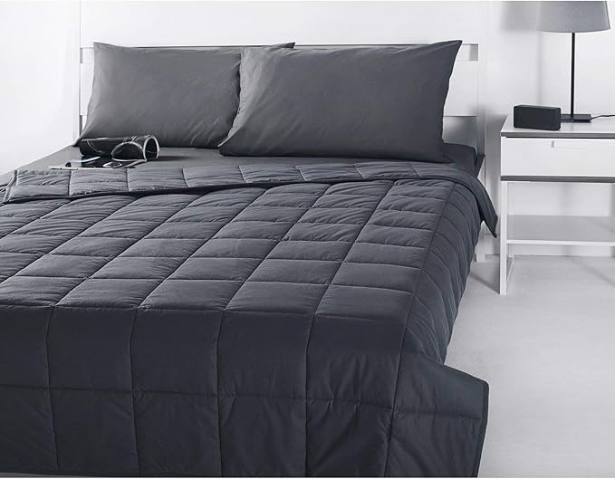 TONGDADA California King Size Weighted Blanket | 90''x108'',25lbs | Perfect for Couples | Premium Cotton Material with Glass Beads | Dark Grey