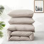 Cottonight Beige Coffee Comforter Set Full Khaki Bedding Comforter Set Solid Blanket Quilts Beige Modern Soft Breathable Taupe 3 Piece Classic Stylish Bedding Set for Full Bed