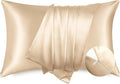 Bedsure Satin Pillowcase with Zipper, Similar to Silk Pillow Cases 2 Pack, Satin Pillow Cases Queen, Silky & Soft Bedding Pillow Covers for Hair and Skin, Gifts for Women Men, Champagne, 20x30 Inches