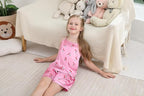 Weixinbuy Girls Pajamas Silk PJS Set Sleeveless Pajama Tank Elastic Waist Shorts Sleepwear Kids Summer Nightwear Clothes Set