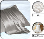 Silk Pillow Cases 2 Pack,Soft Breathable and Sliky Queen Size Pillow Cases Set of 2,Natural Mulberry Silk Pillowcase Set of 2 for Hair and Skin with Hidden Zipper (Gray,20"X 30",2pcs)
