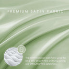 MR&HM Satin Bed Sheets with Elastic Corner Straps, Queen Size Sheets Set, 4 Pcs Silky Bedding Set with 15 Inches Deep Pocket for Mattress (Queen, Light Sage)