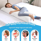 QUTOOL Cooling Pillow for Sleeping, CertiPUR-US Shredded Memory Foam Full Body Pillow Set of 1, Long Pillow for Bed with Removable Double-Sided Soft & Cool Cover, Soft Yet Support,White
