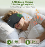 LC-dolida Bamboo Cotton Bluetooth Sleep Mask, 2 in 1 3D Soft Sleep Mask with Sleep Headphones, Sleep Eye Mask with Timming Setting, Blackout Sleeping Mask for Side Sleepers, Women Men, Grey