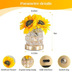 AMWGIMI Sunflowers Flower Lamp,Rechargeable Cordless Touch Table Lamp,3-Colour Infinitely Dimming Small Night Light,Festival Restaurant Bedroom Bar Coffee Shop Birthday Gifts for Women Mom