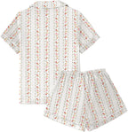LYANER Women's Silky Satin Pajamas Set Short Sleeve Button Down Shirt With Shorts Pjs Set Sleepwear