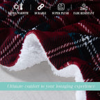 Elegant Comfort Throw Blanket, Reversible Sherpa Flannel, Ultra-Soft, Fuzzy, Cozy and Plush- All Season Lightweight Decorative Throw, 50 x 60 inches, Plaid Design Sherpa Throw, Burgundy