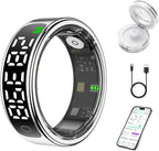 Smart Health Ring for Women Men, Smart Ring Fitness Tracker for iOS Android, Heart Rate, Blood Oxygen, Blood Pressure, Sleep Monitoring,5ATM Waterproof, No Subscription Fee (Silver, 13#)