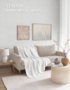 YnM Chunky Cotton Knit Throw Blanket, Cable Knit Throws for Bed Couch Sofa, Comfy & Relaxing, Decorative Piece for Farmhouse Modern Boho Rustic Scandinavian Chic Vibe, White 60x80 Inches