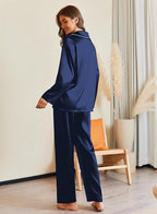 Ekouaer Pajamas For Women Set Silk Pjs 2 Piece Satin Sleepwear Long Sleeve Button Down Lounge Sets With Pant